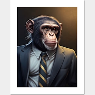 Adorable Monkey In A Suit - Fierce Chimpanzee Animal Print Art For Fashion Lovers Posters and Art